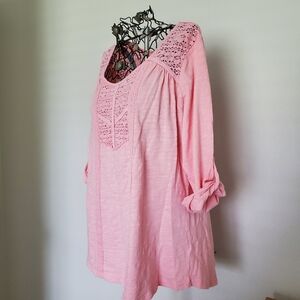 CUPIO Women’s 100% cotton top Size L Pink Boho style